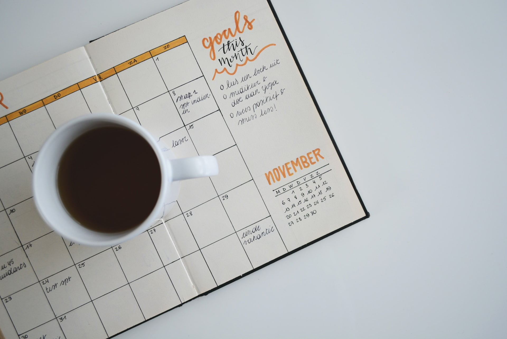 monthly planner to symbolise planning to move your career forward
