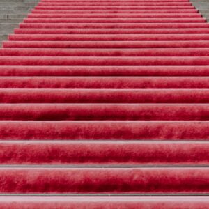 a red carpet leading upstairs to represent how to grow your profile among the partners