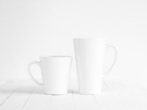 2 mugs one small and one big